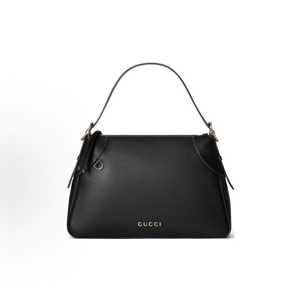 GUCCI GG Emblem adjustable shoulder strap zipper opening and closing hand-held shoulder bag for women, large size, black