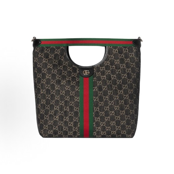 GUCCI Giglio brand logo Tote bag, shopping bag, crossbody bag, handbag, large men\'s size, black and white