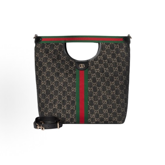 GUCCI Giglio brand logo Tote bag, shopping bag, crossbody bag, handbag, large men\'s size, black and white