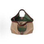 GUCCI GIGLIO light gold accessories, striped Tote bag, shopping bag, shoulder bag, handbag, large women\'s size, beige and dark brown