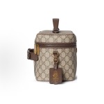 GUCCI Savoy Porter vintage gold combination zipper opening handbag, medium size for women in beige and dark brown