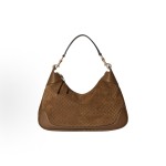 GUCCI Body detachable hook buckle top handle zipper opening shoulder bag, medium size for women, brown