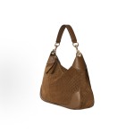 GUCCI Body detachable hook buckle top handle zipper opening shoulder bag, medium size for women, brown