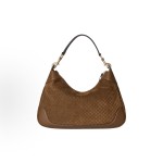 GUCCI Body detachable hook buckle top handle zipper opening shoulder bag, medium size for women, brown