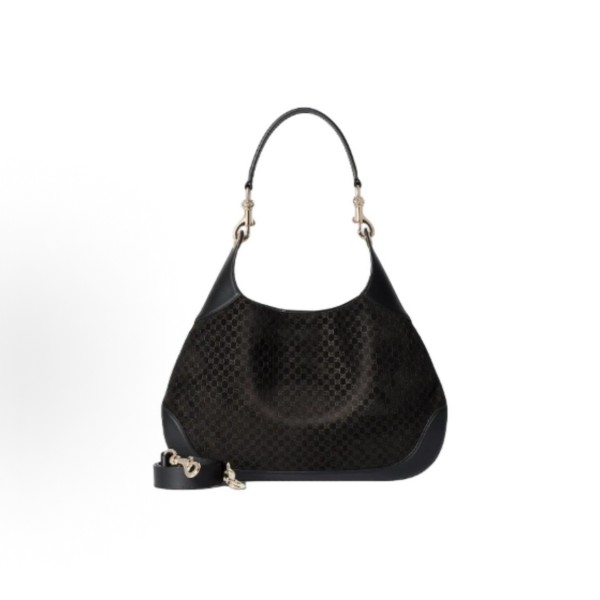 GUCCI Body light gold hardware accessories double lock single-shoulder bag, small size for women, black