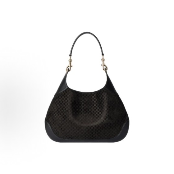 GUCCI Body light gold hardware accessories double lock single-shoulder bag, small size for women, black