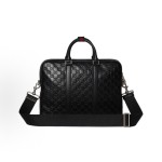 GUCCI GG Emblem double G printed embossed pattern briefcase, large men\'s black