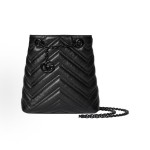 GUCCI GG Marmont Double G metal bucket Bag, single-shoulder bag, mini women\'s black