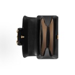 GUCCI Horsebit 1955 Gold combination piece horse bit buckle single-shoulder handbag, small size for women, black