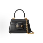 GUCCI Horsebit 1955 Gold combination piece horse bit buckle single-shoulder handbag, small size for women, black