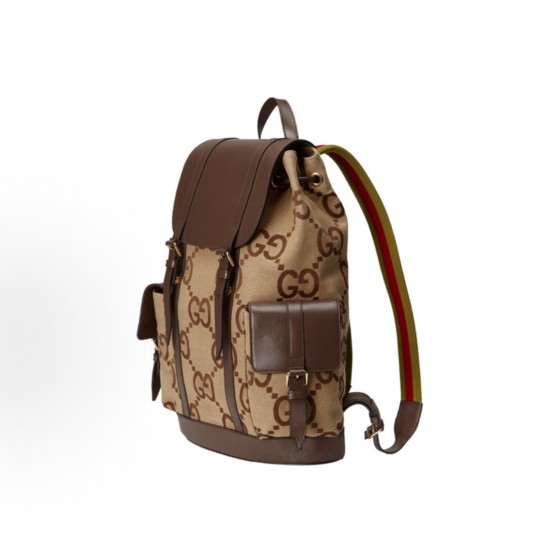 GUCCI Jumbo Super Double G large monogram Logo large capacity schoolbag Backpack Backpack Backpack for both men and women, couple style, ebony color, camel color and brown
