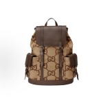 GUCCI Jumbo Super Double G large monogram Logo large capacity schoolbag Backpack Backpack Backpack for both men and women, couple style, ebony color, camel color and brown
