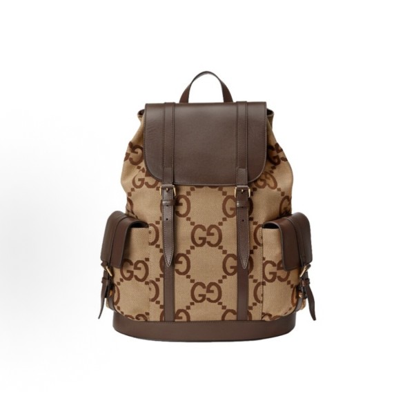 GUCCI Jumbo Super Double G large monogram Logo large capacity schoolbag Backpack Backpack Backpack for both men and women, couple style, ebony color, camel color and brown