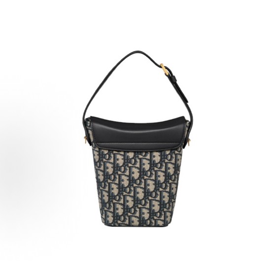 DIOR 30 Montaigne detachable and adjustable chain shoulder strap flip lid open bucket bag, bill of lading shoulder bag, mini women\'s Edition, blue