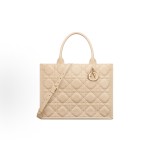 DIOR BookTote detachable and adjustable shoulder strap, extra-large rattan checkered Tote bag, shopping bag, medium-sized handbag, women\'s style, pink and beige