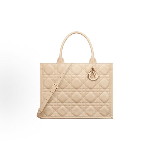 DIOR BookTote detachable and adjustable shoulder strap, extra-large rattan checkered Tote bag, shopping bag, medium-sized handbag, women\'s style, pink and beige