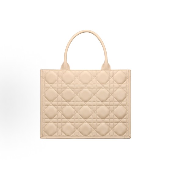 DIOR BookTote detachable and adjustable shoulder strap, extra-large rattan checkered Tote bag, shopping bag, medium-sized handbag, women\'s style, pink and beige