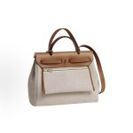HERMES Herbag Zip 24 Gold buckle single-shoulder crossbody handbag 24 Unisex Couple style Beige