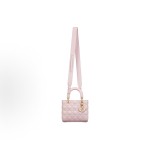DIOR Lady Dior My ABCDior Light gold finish metal adjustable detachable shoulder strap Princess Bag Tote bag Shopping bag Crossbody handbag Small size women light pink