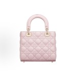 DIOR Lady Dior My ABCDior Light gold finish metal adjustable detachable shoulder strap Princess Bag Tote bag Shopping bag Crossbody handbag Small size women light pink