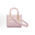 DIOR Lady Dior My ABCDior Light gold finish metal adjustable detachable shoulder strap Princess Bag Tote bag Shopping bag Crossbody handbag Small size women light pink