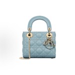 DIOR Lady Dior detachable chain shoulder strap wicker pattern Princess bag, mini women\'s crossbody handbag, sky blue