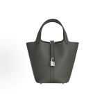 HERMES Picotin Lock 18 Silver buckle Basket Bucket Bag Handbag 18 Women\'s Style 0L Grismeyer Cumulonimbus Cloud Grey