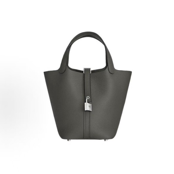 HERMES Picotin Lock 18 Silver buckle Basket Bucket Bag Handbag 18 Women\'s Style 0L Grismeyer Cumulonimbus Cloud Grey