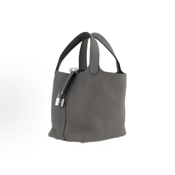HERMES Picotin Lock 18 Silver buckle Basket Bucket Bag Handbag 18 Women\'s Style 0L Grismeyer Cumulonimbus Cloud Grey
