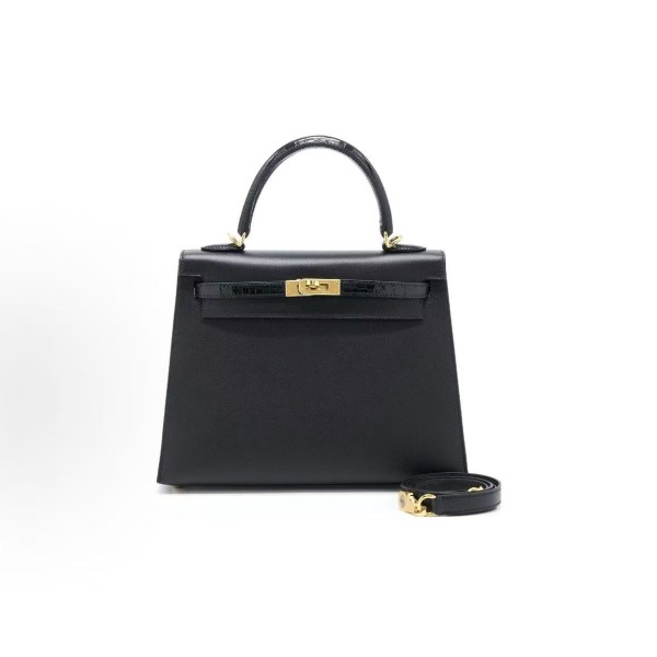 HERMES Kelly 25 Gold buckle Touch Kelly Bag single-shoulder handbag 25 Women\'s black style