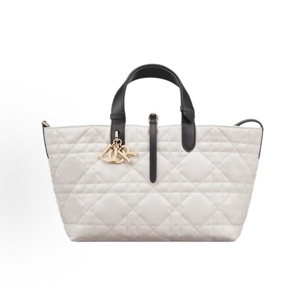 DIOR Toujours adjustable top handle handbag, medium size for women, cream white