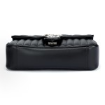 GUCCI Marmont vintage silver Logo chain vertical striped twill quilted single-shoulder crossbody bag, small size for women, black