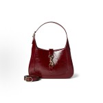 GUCCI Jackie solid color hook-button opening and closing Rosso Ancora hand-held shoulder bag, small size for women, red