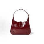 GUCCI Jackie solid color hook-button opening and closing Rosso Ancora hand-held shoulder bag, small size for women, red