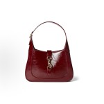 GUCCI Jackie solid color hook-button opening and closing Rosso Ancora hand-held shoulder bag, small size for women, red