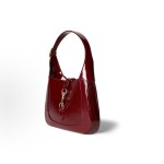 GUCCI Jackie solid color hook-button opening and closing Rosso Ancora hand-held shoulder bag, small size for women, red