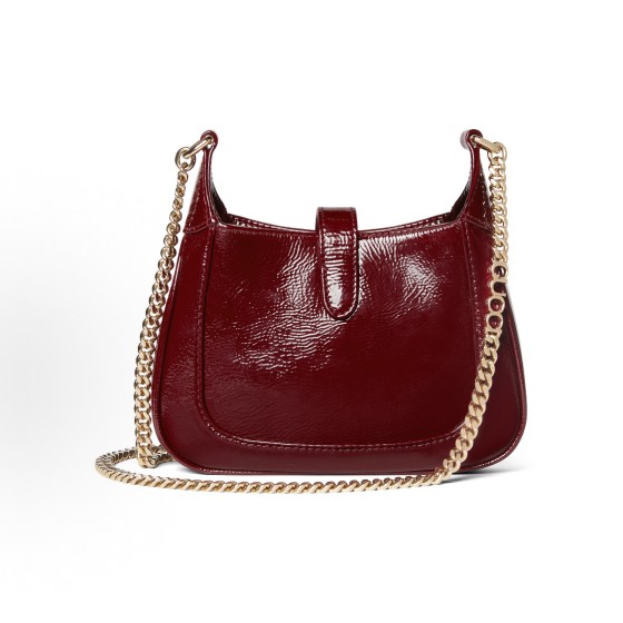GUCCI Jackie Notte series Letter chain shoulder strap hook opening and closing Rosso Ancora crossbody single-shoulder bag Mini Women in Burgundy