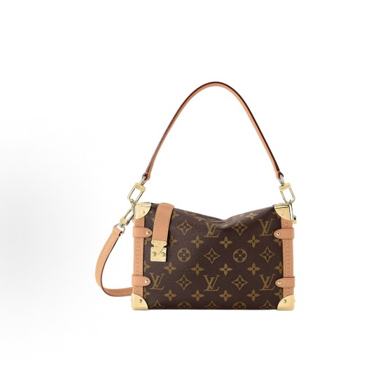 LOUIS VUITTON SIDE TRUNK Detachable and adjustable shoulder strap Classic monogram crossbody handbag, medium size brown