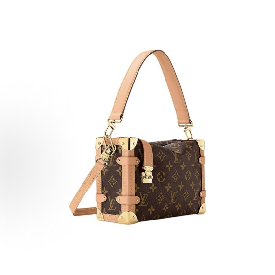 LOUIS VUITTON SIDE TRUNK Detachable and adjustable shoulder strap Classic monogram crossbody handbag, medium size brown