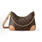 LOUIS VUITTON BOULOGNE handbag, classic monogram yellow ox horn chain bag, underarm bag, crossbody single-shoulder bag, brown