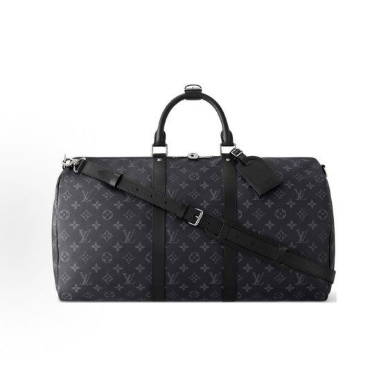 LOUIS VUITTON keepall Bandouliere 50 Monogram full-print adjustable detachable shoulder strap single-shoulder crossbody hand-held travel bag, black