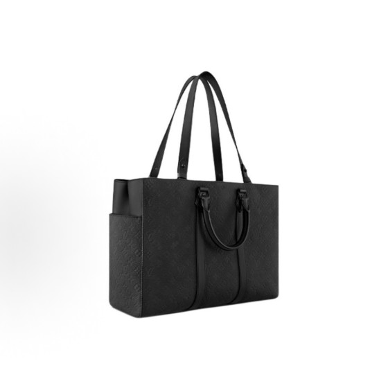 LOUIS VUITTON Sac Plat 24H Monogram Full Print hook embossed leather Tote bag Tote bag Shopping bag single-shoulder handbag Regular black