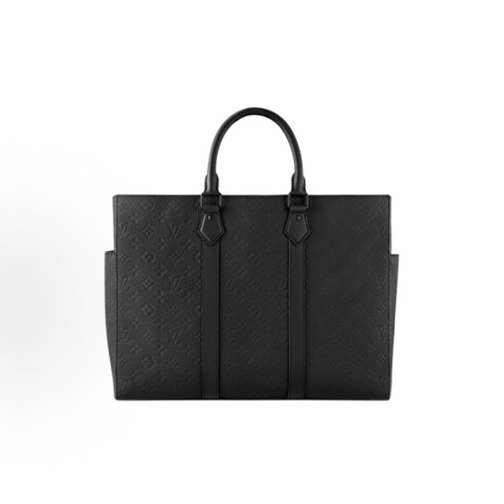 LOUIS VUITTON Sac Plat 24H Monogram Full Print hook embossed leather Tote bag Tote bag Shopping bag single-shoulder handbag Regular black