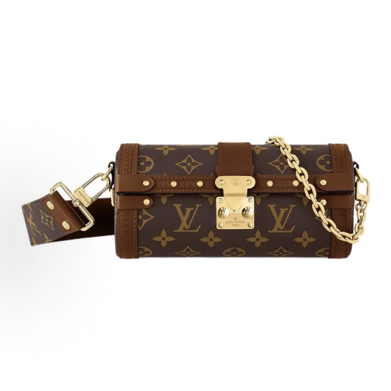 LOUIS VUITTON Papillon Trunk Monogram chain S-lock lock underarm bag Handbag Shoulder Bag Crossbody bag brown