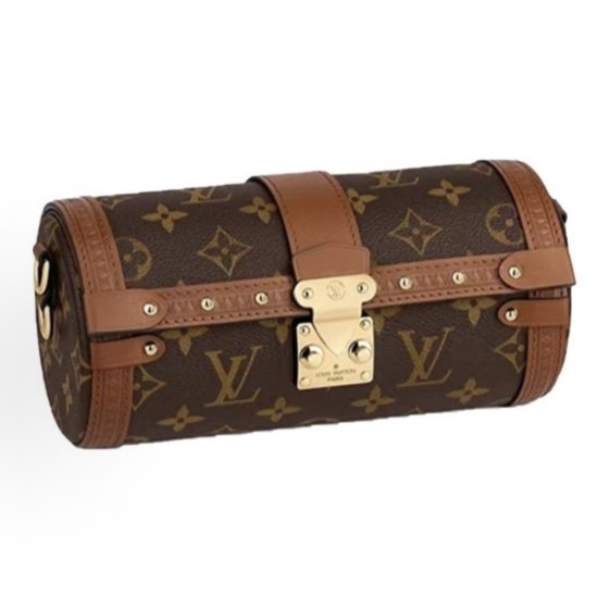LOUIS VUITTON Papillon Trunk Monogram chain S-lock lock underarm bag Handbag Shoulder Bag Crossbody bag brown