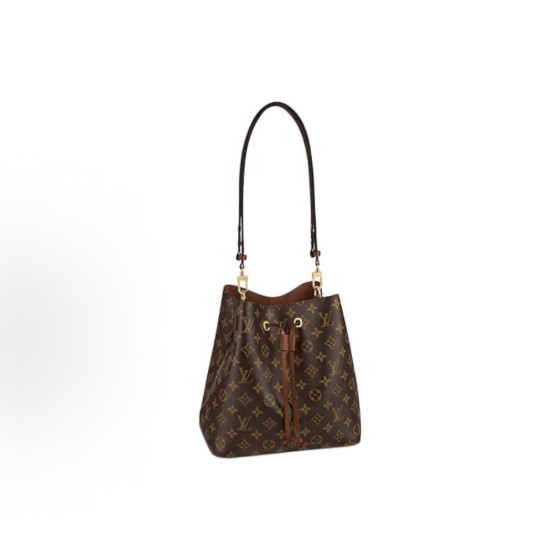LOUIS VUITTON NEONOE MM Classic Monogram full print bucket bag, hand-held crossbody single-shoulder bag, medium size brown with caramel color