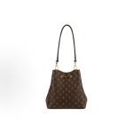 LOUIS VUITTON NEONOE MM Classic Monogram full print bucket bag, hand-held crossbody single-shoulder bag, medium size brown with caramel color