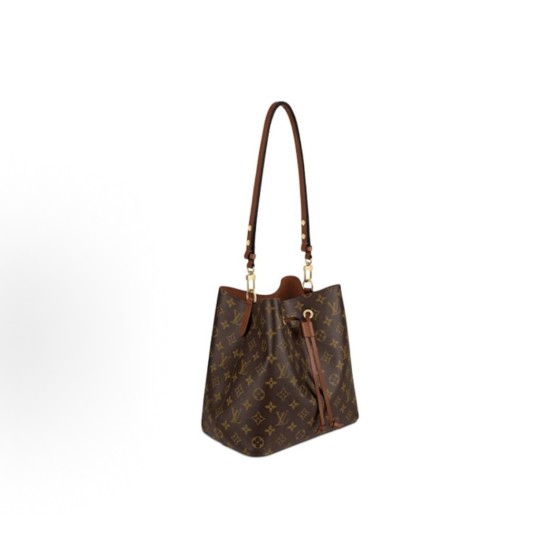 LOUIS VUITTON NEONOE MM Classic Monogram full print bucket bag, hand-held crossbody single-shoulder bag, medium size brown with caramel color