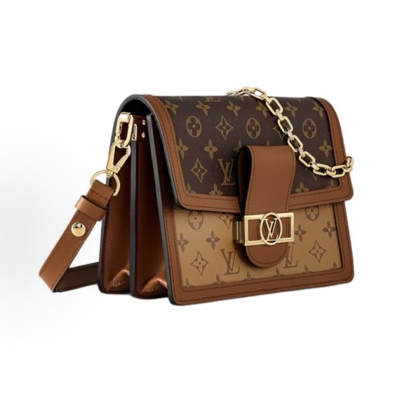 LOUIS VUITTON Dauphine MM Chain Monogram Daphne hand-held crossbody single-shoulder bag, medium size brown