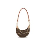 LOUIS VUITTON Loop classic monogram full-print chain shoulder bag, moon bag, pea bag, underarm bag, hand bag, shoulder bag, brown